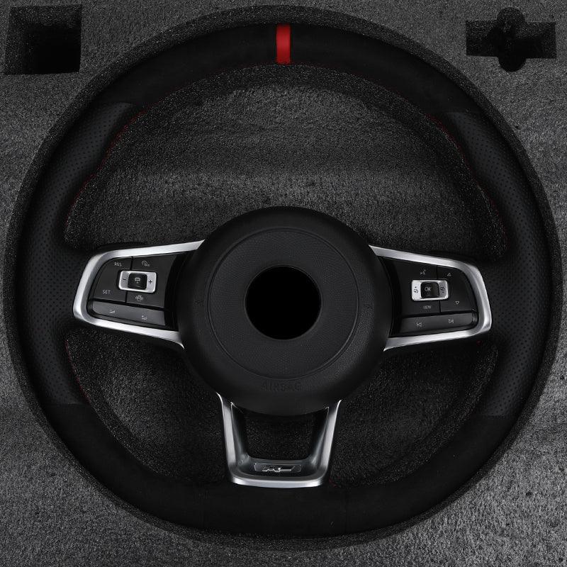 Custom R Line Volante Leather Alcantara Steering Wheel for volkswagen VW Polo Golf R MK7.5 MK6 MK7 MK8 Jetta Passat CC B6 B7 B8 - YunLexus Custom Custom Steering Wheels for Volkswagen