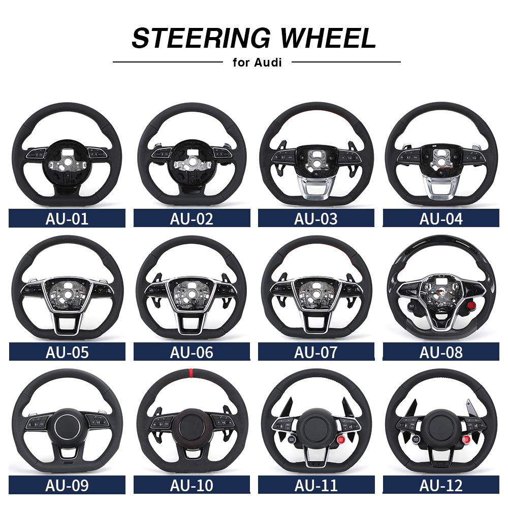 Custom Volant Lenkrad Flat Bottom Half Perforated Leather Steering Wheel for Audi RS TT TTRS RS3 RS4 RS5 RS6 RS7 R8 C8 Q5 B7 B8