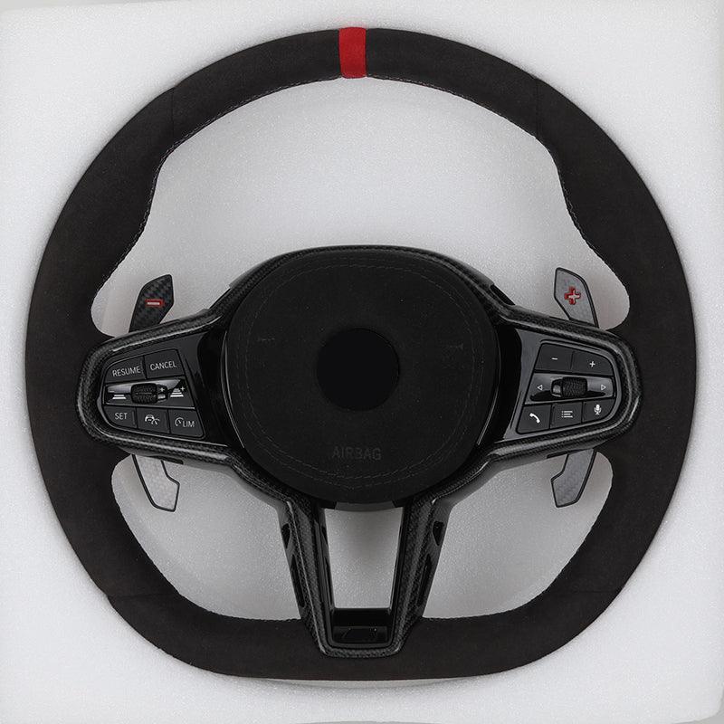 Facelift LCI Full Alcantara Leather Steering Wheel for BMW G Series M2 F87 G87 M3 F80 G80 M4 G82 G83 M340i M440i X3M F97 2021 - YunLexus