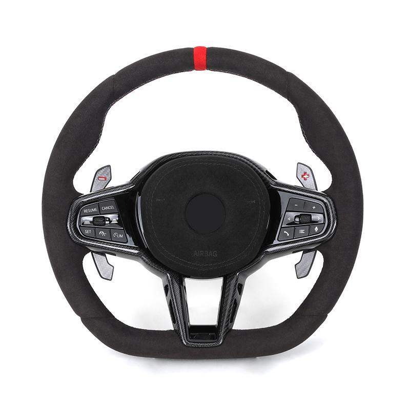 Full Alcantara D-Shape Upgrade LCI Steering Wheel for BMW G30 G31 G32 X3 G01 X4 G02 M2 G87 M3 G80 M4 G82 G42 G20 LCI M5 F90 G11 - YunLexus