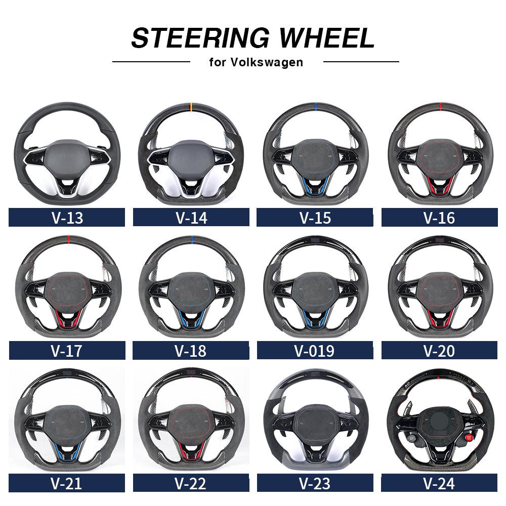 With Start Button Volant Lenkrad Sport Leather Carbon Steering Wheel for VW Golf R 6 7 MK7 7.5 Gti Gtd Polo Passat B6 Jetta - YunLexus Custom Custom Steering Wheels for VW