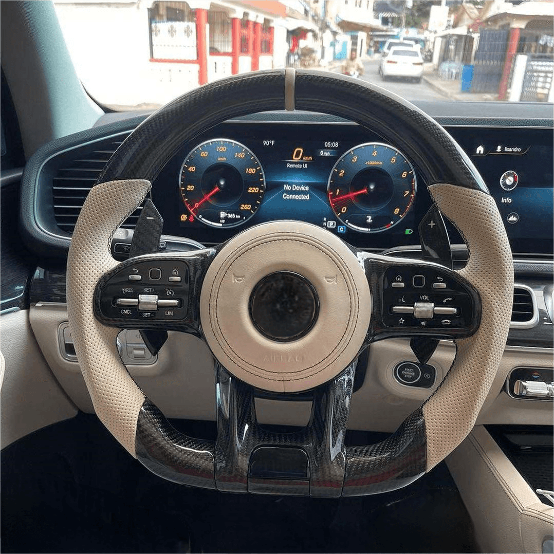 Custom carbon fiber steering wheel for BMW Mercedes Audi and VW performance upgrades