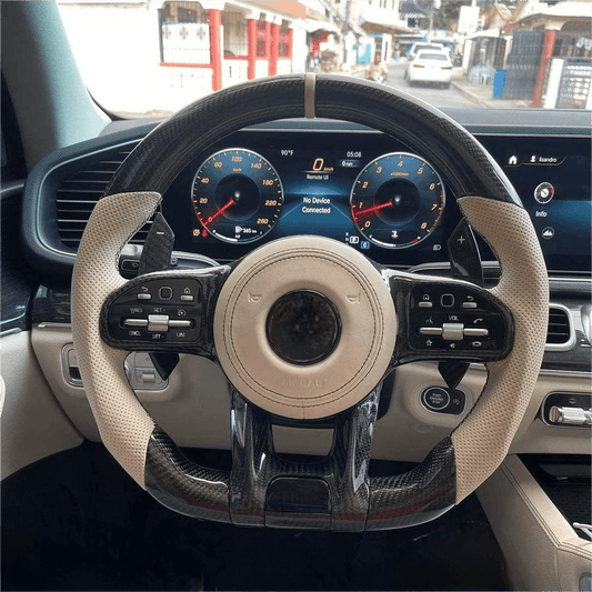 Custom carbon fiber steering wheel for BMW Mercedes Audi and VW performance upgrades