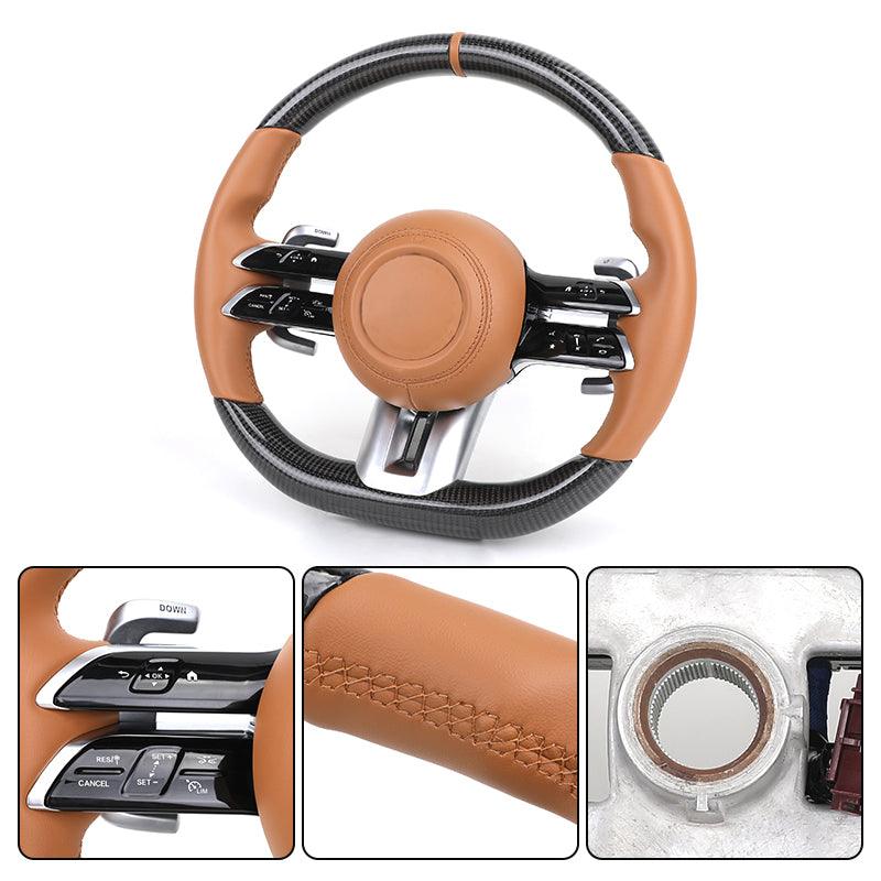 2024 Volant Lenkrad Carbon Steering Wheel for Mercedes Benz W205 W207 CLS W218 W217 C217 X217 W124 GLB C55 C63s C63 AMG Lenkrad - YunLexus Custom Custom Steering Wheels for Mercedes