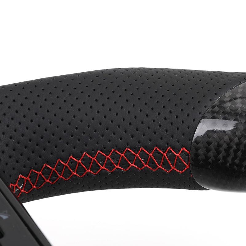 Black Style Half Perforated Leather Carbon Steering Wheel for Mercedes Benz W213 C238 W463 W464 W222 C217 CLS C257 W205 C63 AMG - YunLexus Custom Custom Steering Wheels for Mercedes
