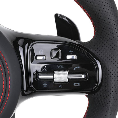 Black Style Half Perforated Leather Carbon Steering Wheel for Mercedes Benz W213 C238 W463 W464 W222 C217 CLS C257 W205 C63 AMG - YunLexus Custom Custom Steering Wheels for Mercedes