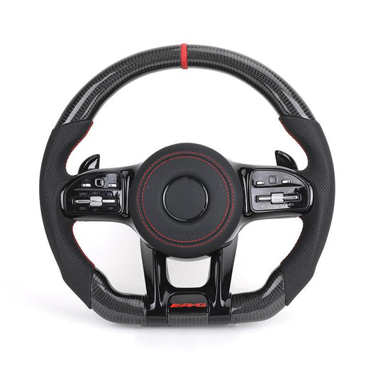 Black Style Half Perforated Leather Carbon Steering Wheel for Mercedes Benz W213 C238 W463 W464 W222 C217 CLS C257 W205 C63 AMG