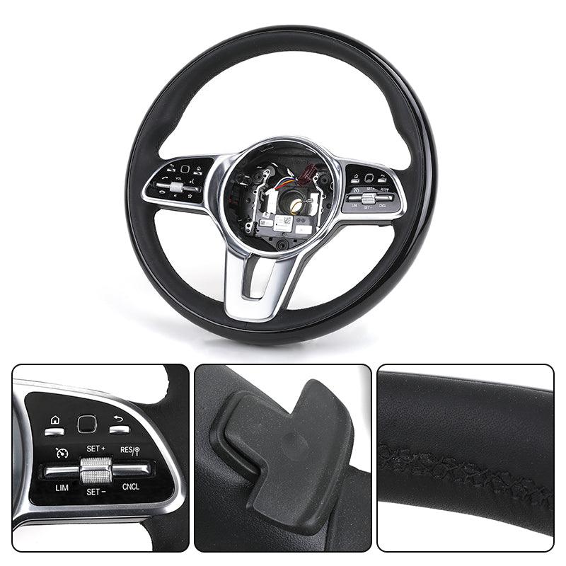 Black Wooden Leather Steering Wheel for Mercedes Benz GLE GLC W253 W166 W167 C167 V167 E63 C43 S63 E55 ML63 AMG GLE350 - YunLexus Custom Custom Steering Wheels for Mercedes