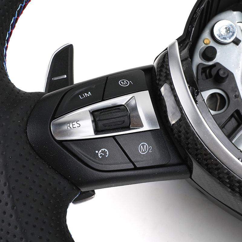 Custom Black Perforated Leather Carbon M Sport Steering Wheel for BMW F10 F30 F31 F32 F20 E92 E60 X6 E71 X5 E70 M3 M4 M5 M6 - YunLexus