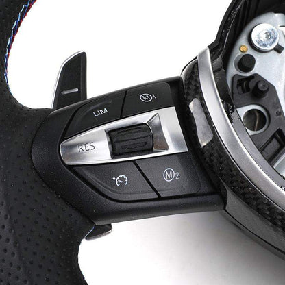 Custom Black Perforated Leather Carbon M Sport Steering Wheel for BMW F10 F30 F31 F32 F20 E92 E60 X6 E71 X5 E70 M3 M4 M5 M6 - YunLexus