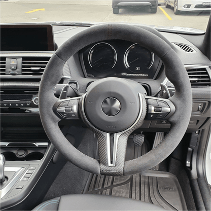Custom Black Vintage Volant Lenkrad Wooden Steering Wheel for BMW F10 F11 F30 F32 F33 F36 F82 E90 E92 E93 M3 X1 E84 X5 E70 E71 - YunLexus
