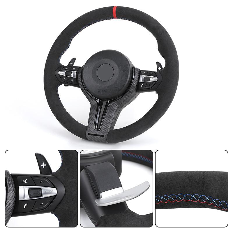 Custom Black Vintage Volant Lenkrad Wooden Steering Wheel for BMW F10 F11 F30 F32 F33 F36 F82 E90 E92 E93 M3 X1 E84 X5 E70 E71 - YunLexus