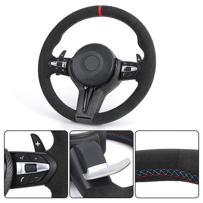 Custom Black Vintage Volant Lenkrad Wooden Steering Wheel for BMW F10 F11 F30 F32 F33 F36 F82 E90 E92 E93 M3 X1 E84 X5 E70 E71 - YunLexus