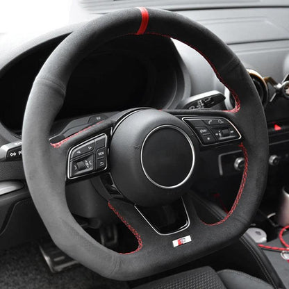 Custom Design Full Alcantara Leather Volant Steering Wheel for Audi RS A4 A5 A6 C7 B8 R8 S3 S4 S5 Q7 A7 S7 TT RS3 RS5 RS6 RS7 B9