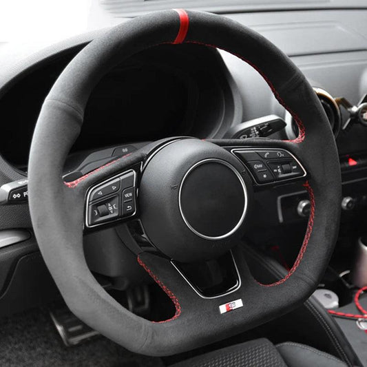 Custom Design Full Alcantara Leather Volant Steering Wheel for Audi RS A4 A5 A6 C7 B8 R8 S3 S4 S5 Q7 A7 S7 TT RS3 RS5 RS6 RS7 B9