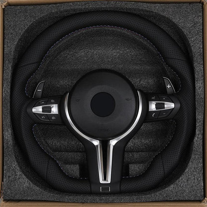 Custom Flat Bottom Full Perforated Leather Steering Wheel for BMW F10 F20 F06 F07 F30 F32 X1 F48 X4 F26 E82 E90 E91 E92 E93 - YunLexus