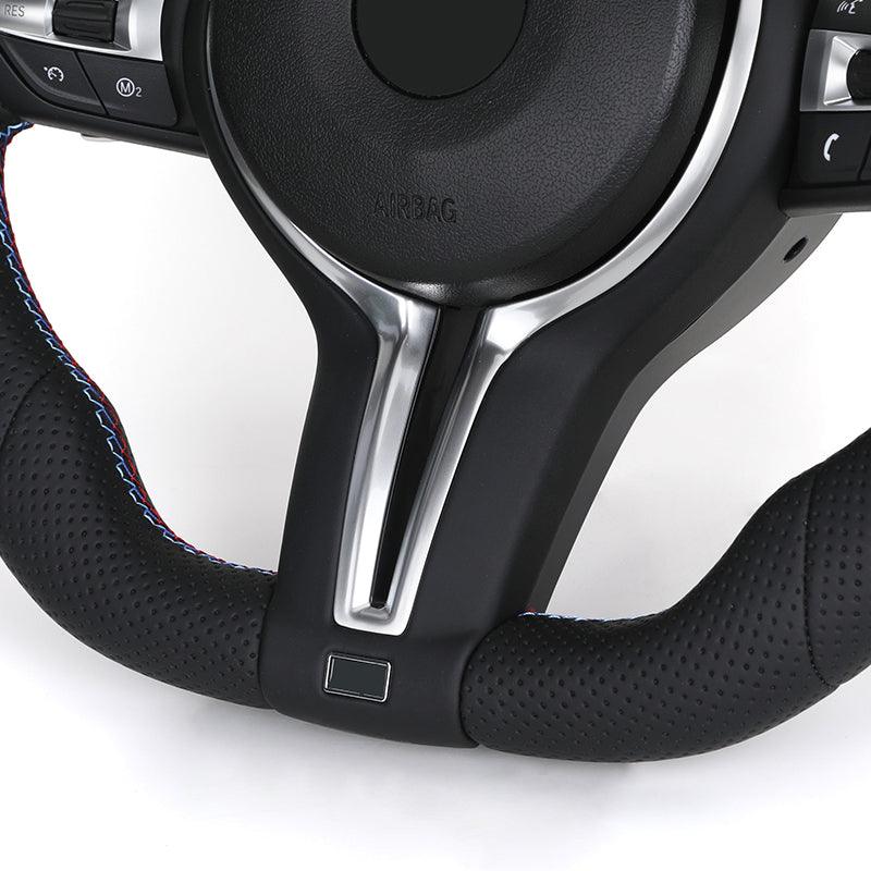 Custom Flat Bottom Full Perforated Leather Steering Wheel for BMW F10 F20 F06 F07 F30 F32 X1 F48 X4 F26 E82 E90 E91 E92 E93 - YunLexus