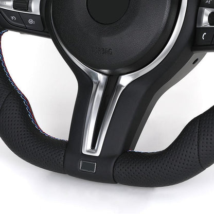 Custom Flat Bottom Full Perforated Leather Steering Wheel for BMW F10 F20 F06 F07 F30 F32 X1 F48 X4 F26 E82 E90 E91 E92 E93 - YunLexus