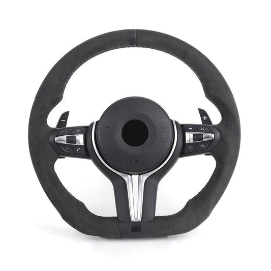 Custom Flat Bottom M Sport Full Alcantara Car Steering Wheel for BMW F10 F30 M5 F90 X1 F48 F22 X5 E70 X6 E71m F16 E60 E90 F01 - YunLexus