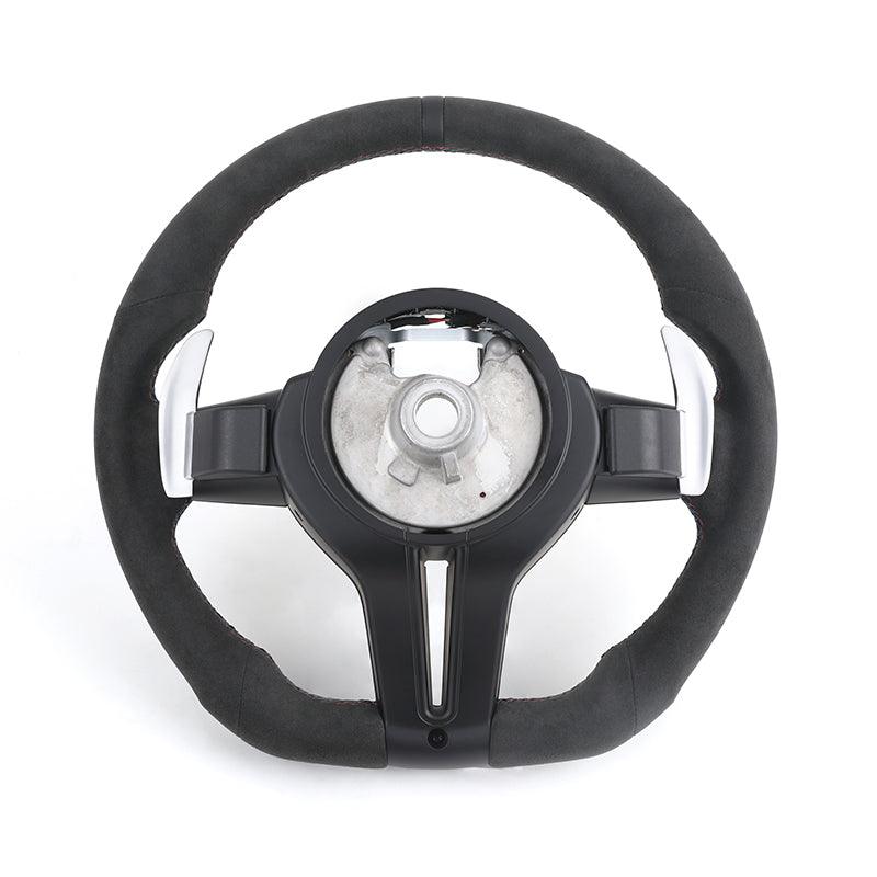 Custom Flat Bottom M Sport Full Alcantara Car Steering Wheel for BMW F10 F30 M5 F90 X1 F48 F22 X5 E70 X6 E71m F16 E60 E90 F01 - YunLexus