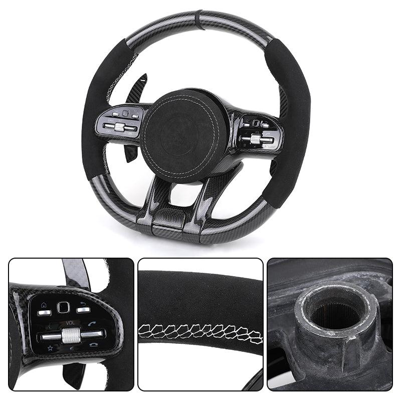 Custom Half Alcantara Carbon Fiber Steering Wheel for Mercedes Benz GL X164 X166 GLC X253 C253 GLS X167 G Wagon W463 G63 AMG - YunLexus Custom Custom Steering Wheels for Mercedes