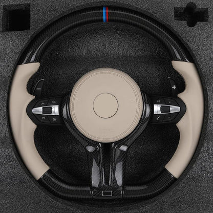 Custom Half Leather Carbon Fibre Steering Wheel for BMW F10 F30 F11 F26 F32 F80 F82 F90 F92 E70 E71 X5 F15 E60 E90 E93 Z4 E89 - YunLexus