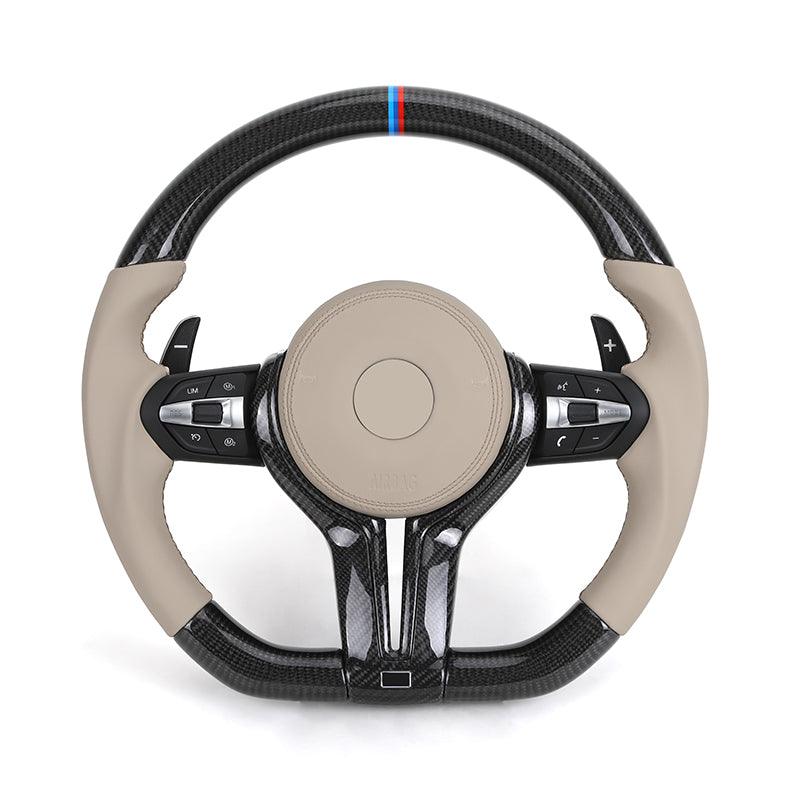 Custom Half Leather Carbon Fibre Steering Wheel for BMW F10 F30 F11 F26 F32 F80 F82 F90 F92 E70 E71 X5 F15 E60 E90 E93 Z4 E89 - YunLexus