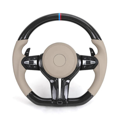 Custom Half Leather Carbon Fibre Steering Wheel for BMW F10 F30 F11 F26 F32 F80 F82 F90 F92 E70 E71 X5 F15 E60 E90 E93 Z4 E89 - YunLexus