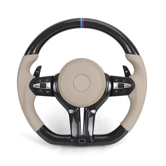 Custom Half Leather Carbon Fibre Steering Wheel for BMW F10 F30 F11 F26 F32 F80 F82 F90 F92 E70 E71 X5 F15 E60 E90 E93 Z4 E89 - YunLexus