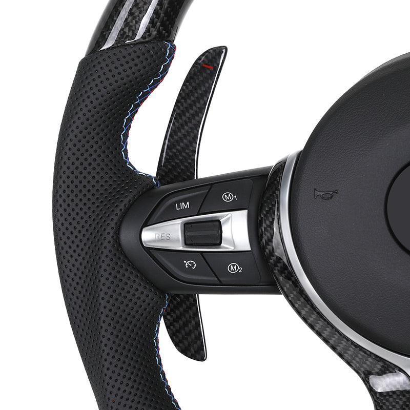 Custom Half Perforated Leather Carbon Fiber LED Steering Wheel for BMW F06 F12 F13 M6 F10 F30 F80 M3 F82 M4 M2 F87 M5 F90 E90 - YunLexus