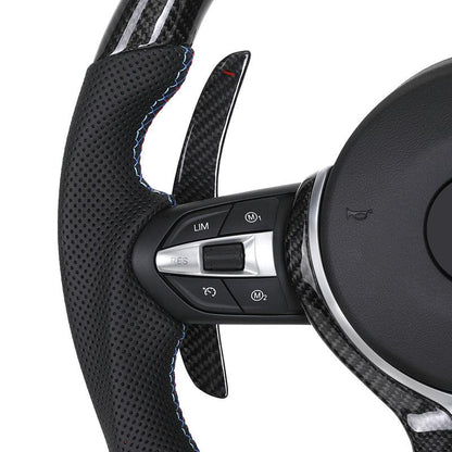 Custom Half Perforated Leather Carbon Fiber LED Steering Wheel for BMW F06 F12 F13 M6 F10 F30 F80 M3 F82 M4 M2 F87 M5 F90 E90 - YunLexus