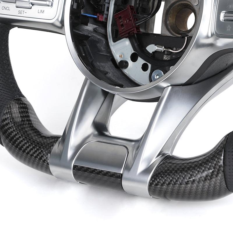 Custom Half Perforated Leather Carbon Fiber Steering Wheel for Mercedes Benz W204 W205 W166 W212 W220 W221 W222 C117 C43 C63 AMG - YunLexus Custom Custom Steering Wheels for Mercedes