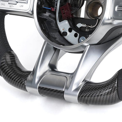 Custom Half Perforated Leather Carbon Fiber Steering Wheel for Mercedes Benz W204 W205 W166 W212 W220 W221 W222 C117 C43 C63 AMG - YunLexus Custom Custom Steering Wheels for Mercedes