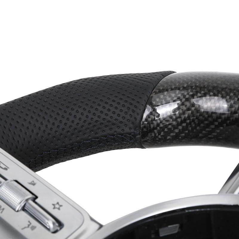 Custom Half Perforated Leather Carbon Fiber Steering Wheel for Mercedes Benz W204 W205 W166 W212 W220 W221 W222 C117 C43 C63 AMG - YunLexus Custom Custom Steering Wheels for Mercedes