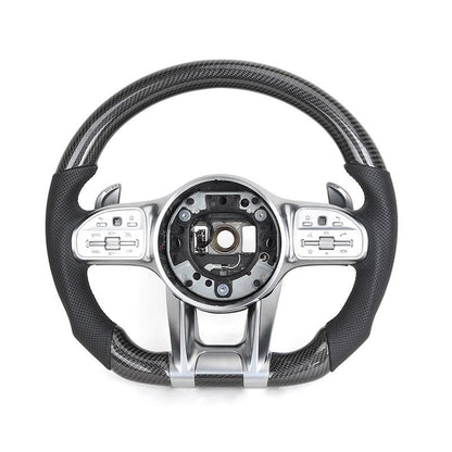 Custom Half Perforated Leather Carbon Fiber Steering Wheel for Mercedes Benz W204 W205 W166 W212 W220 W221 W222 C117 C43 C63 AMG - YunLexus Custom Custom Steering Wheels for Mercedes