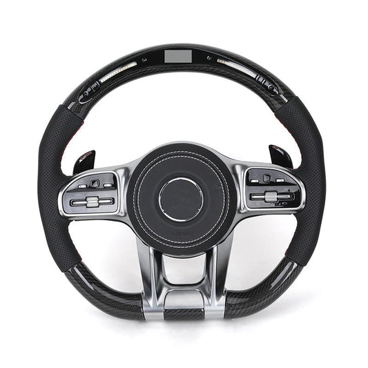 Custom Half Perforated Leather Carbon LED Steering Wheel for Mercedes W205 W213 W219 X290 W216 CL W222 C238 GLA45 e63s C63 AMG