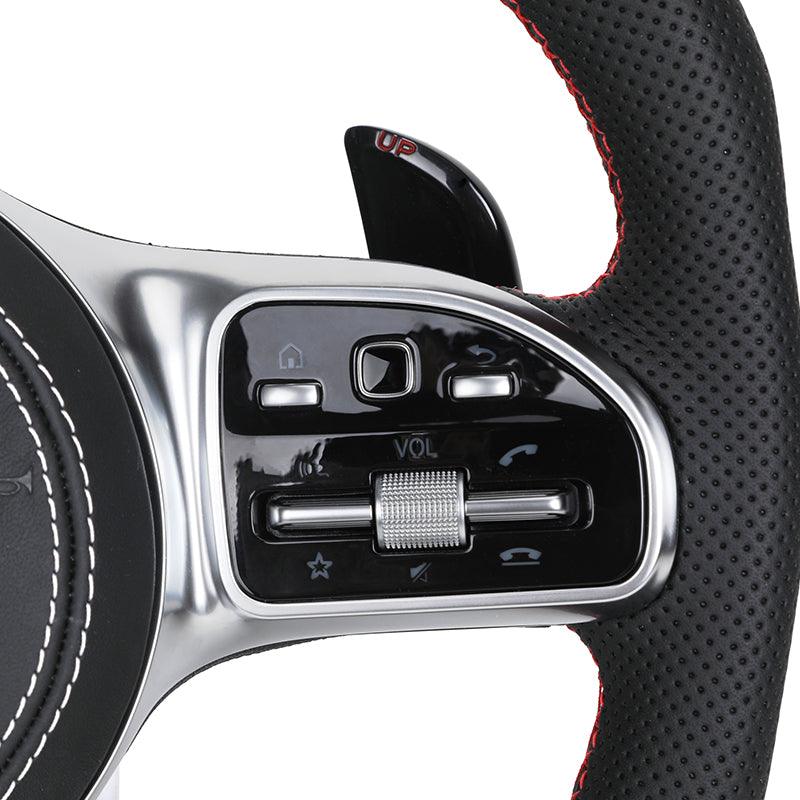Custom Half Perforated Leather Carbon LED Steering Wheel for Mercedes W205 W213 W219 X290 W216 CL W222 C238 GLA45 e63s C63 AMG - YunLexus Custom Custom Steering Wheels for Mercedes