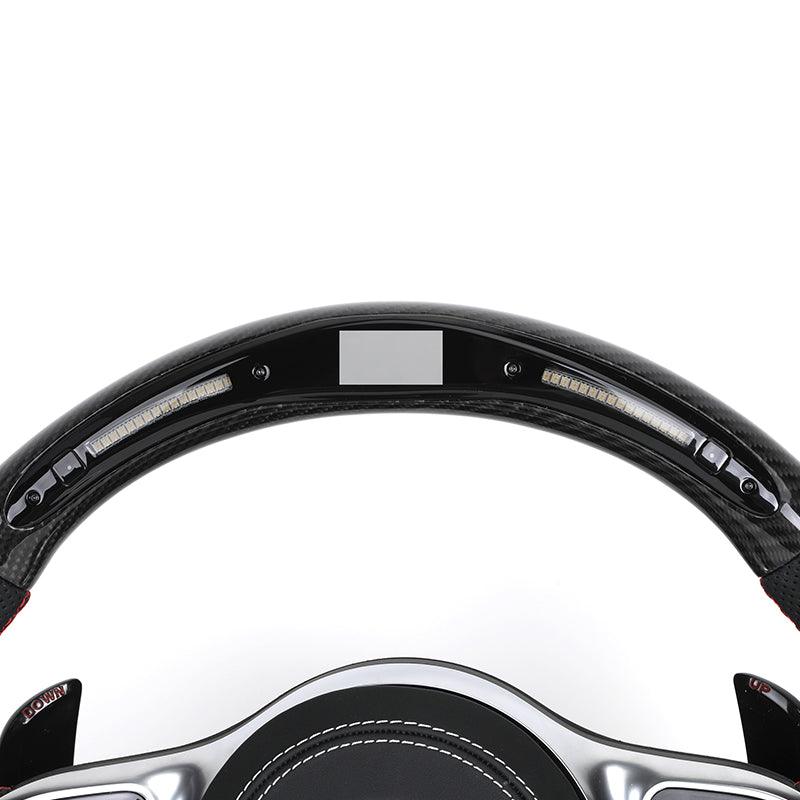 Custom Half Perforated Leather Carbon LED Steering Wheel for Mercedes W205 W213 W219 X290 W216 CL W222 C238 GLA45 e63s C63 AMG - YunLexus Custom Custom Steering Wheels for Mercedes