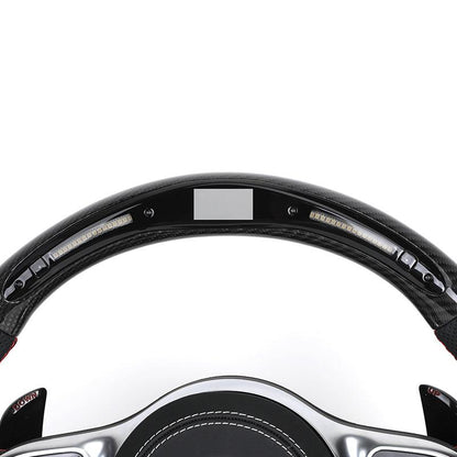 Custom Half Perforated Leather Carbon LED Steering Wheel for Mercedes W205 W213 W219 X290 W216 CL W222 C238 GLA45 e63s C63 AMG - YunLexus Custom Custom Steering Wheels for Mercedes
