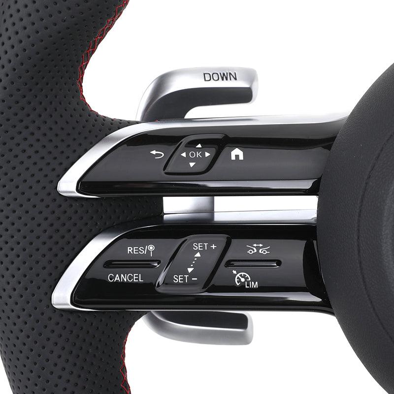 Custom Half Perforated Leather Carbon Steering Wheel for Mercedes Benz E Class W205 W213 W176 W177 W211 W222 W204 C43 AMG GT - YunLexus Custom Custom Steering Wheels for Mercedes