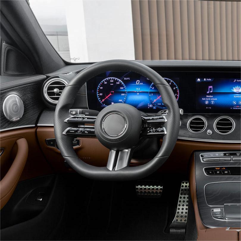 Custom Half Perforated Leather Steering Wheel for Mercedes Benz E Class W212 W213 C238 Coupe E500 EQA EQC E53 E63 AMG GT W447 - YunLexus Custom Custom Steering Wheels for Mercedes