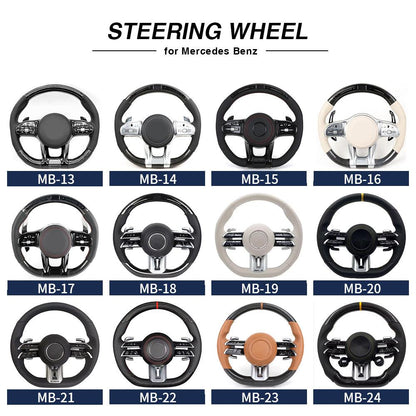Custom Half Perforated Leather Steering Wheel for Mercedes Benz E Class W212 W213 C238 Coupe E500 EQA EQC E53 E63 AMG GT W447 - YunLexus Custom Custom Steering Wheels for Mercedes