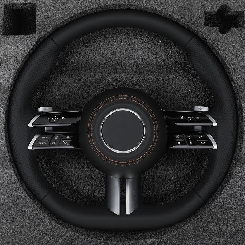 Custom Half Perforated Leather Steering Wheel for Mercedes Benz E Class W212 W213 C238 Coupe E500 EQA EQC E53 E63 AMG GT W447 - YunLexus Custom Custom Steering Wheels for Mercedes