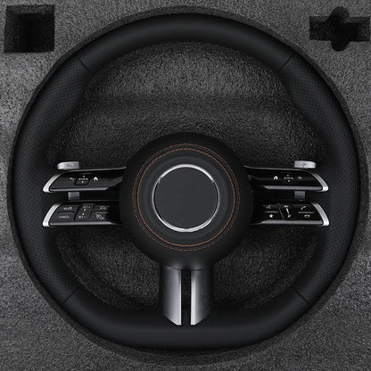 Custom Half Perforated Leather Steering Wheel for Mercedes Benz E Class W212 W213 C238 Coupe E500 EQA EQC E53 E63 AMG GT W447 - YunLexus Custom Custom Steering Wheels for Mercedes