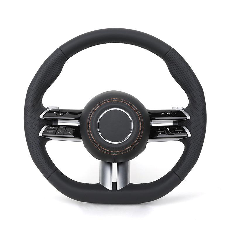 Custom Half Perforated Leather Steering Wheel for Mercedes Benz E Class W212 W213 C238 Coupe E500 EQA EQC E53 E63 AMG GT W447 - YunLexus Custom Custom Steering Wheels for Mercedes