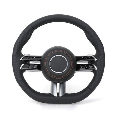 Custom Half Perforated Leather Steering Wheel for Mercedes Benz E Class W212 W213 C238 Coupe E500 EQA EQC E53 E63 AMG GT W447 - YunLexus Custom Custom Steering Wheels for Mercedes