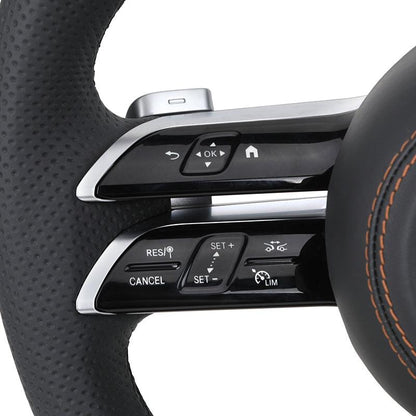 Custom Half Perforated Leather Steering Wheel for Mercedes Benz E Class W212 W213 C238 Coupe E500 EQA EQC E53 E63 AMG GT W447 - YunLexus Custom Custom Steering Wheels for Mercedes
