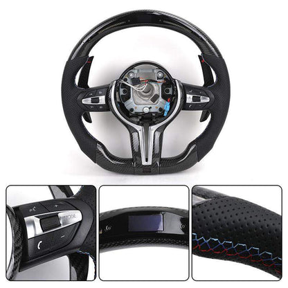 Custom Heated M Led Display Carbon Fiber Steering Wheel for BMW M2 M3 M4 M5 F10 F50 F30 F32 F80 F82 F90 E90 E92 E60 E63 G20 G30 - YunLexus