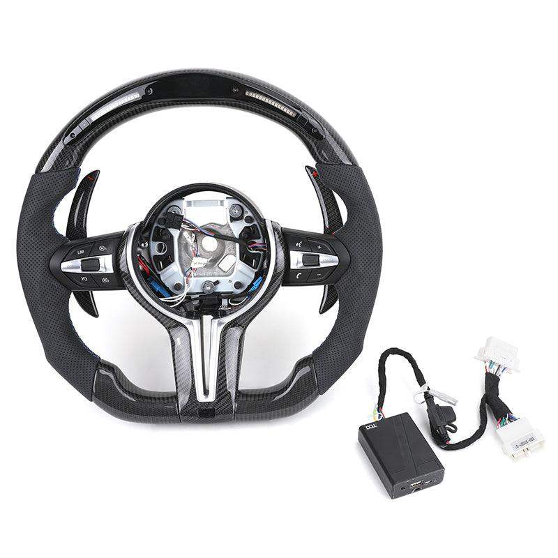 Custom Heated M Led Display Carbon Fiber Steering Wheel for BMW M2 M3 M4 M5 F10 F50 F30 F32 F80 F82 F90 E90 E92 E60 E63 G20 G30 - YunLexus