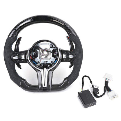 Custom Heated M Led Display Carbon Fiber Steering Wheel for BMW M2 M3 M4 M5 F10 F50 F30 F32 F80 F82 F90 E90 E92 E60 E63 G20 G30 - YunLexus